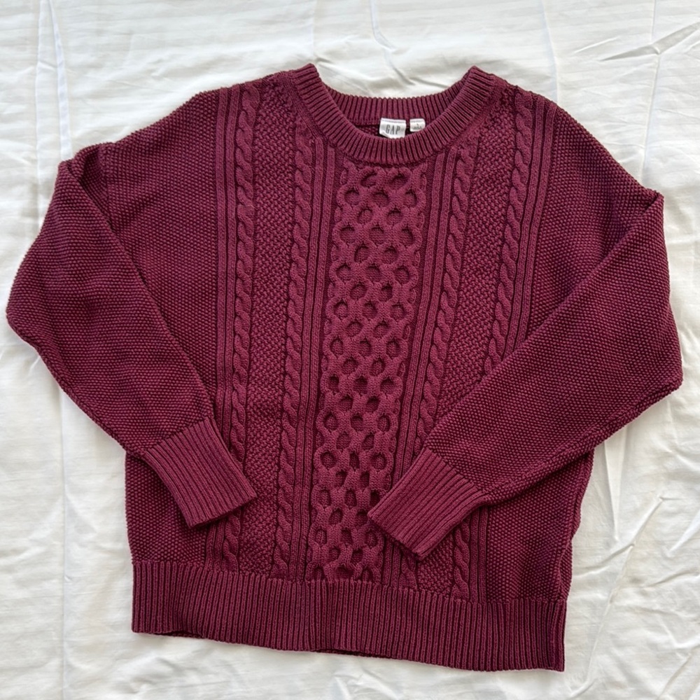 Gap Women's Burgundy Cable-Knit Sweater
